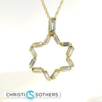 Load image into Gallery viewer, 14KT Yellow Gold 1.78ct Lab Baguette Diamond Magen David Pendant
