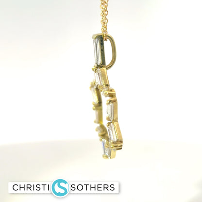14KT Yellow Gold 1.78ct Lab Baguette Diamond Magen David Pendant