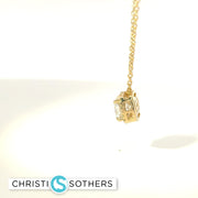 14KT Yellow Gold 0.86ct Lab Cushion & Round Diamond Basket Necklace