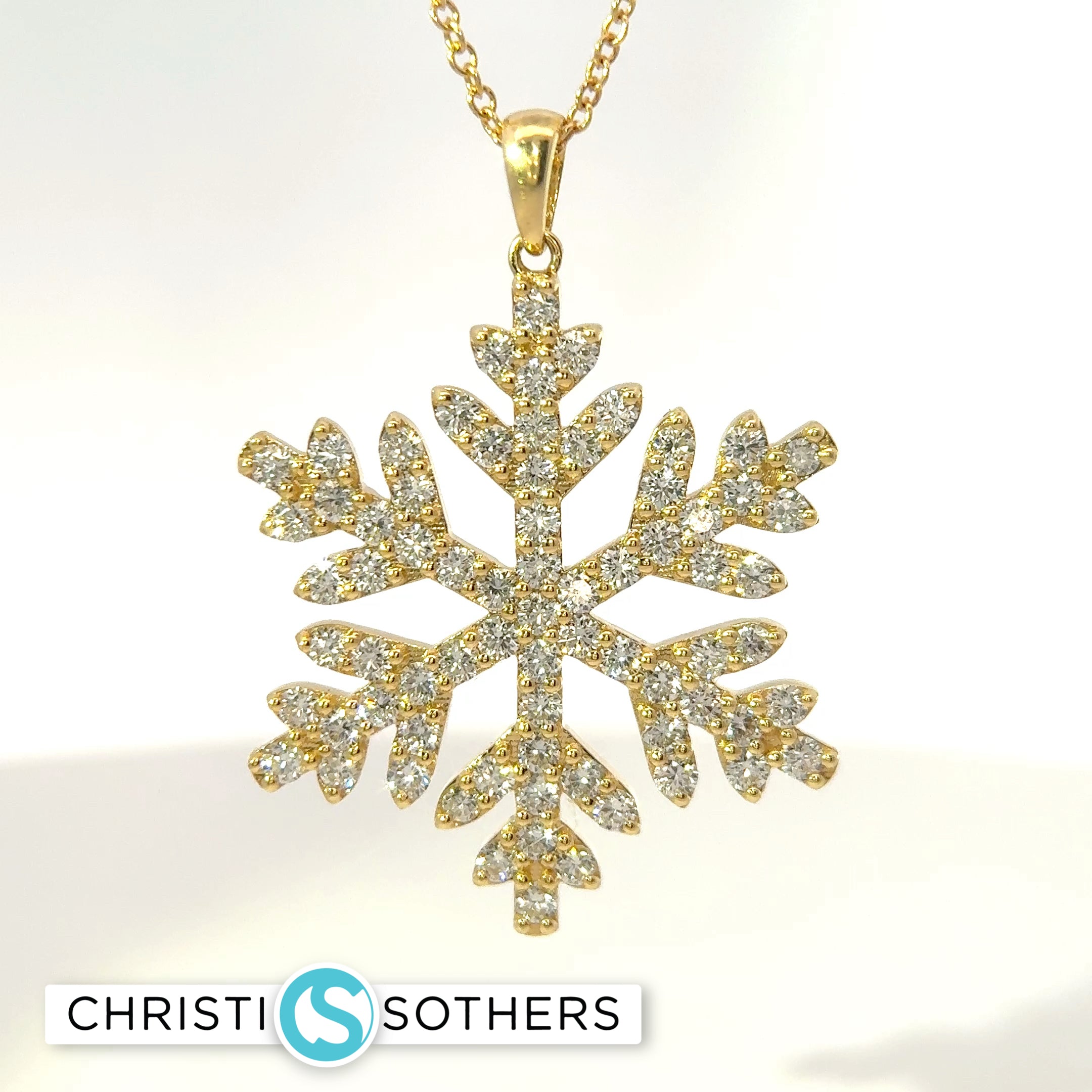 18KT Yellow Gold 1.77ct Lab Diamond Frosty Snowflake Necklace