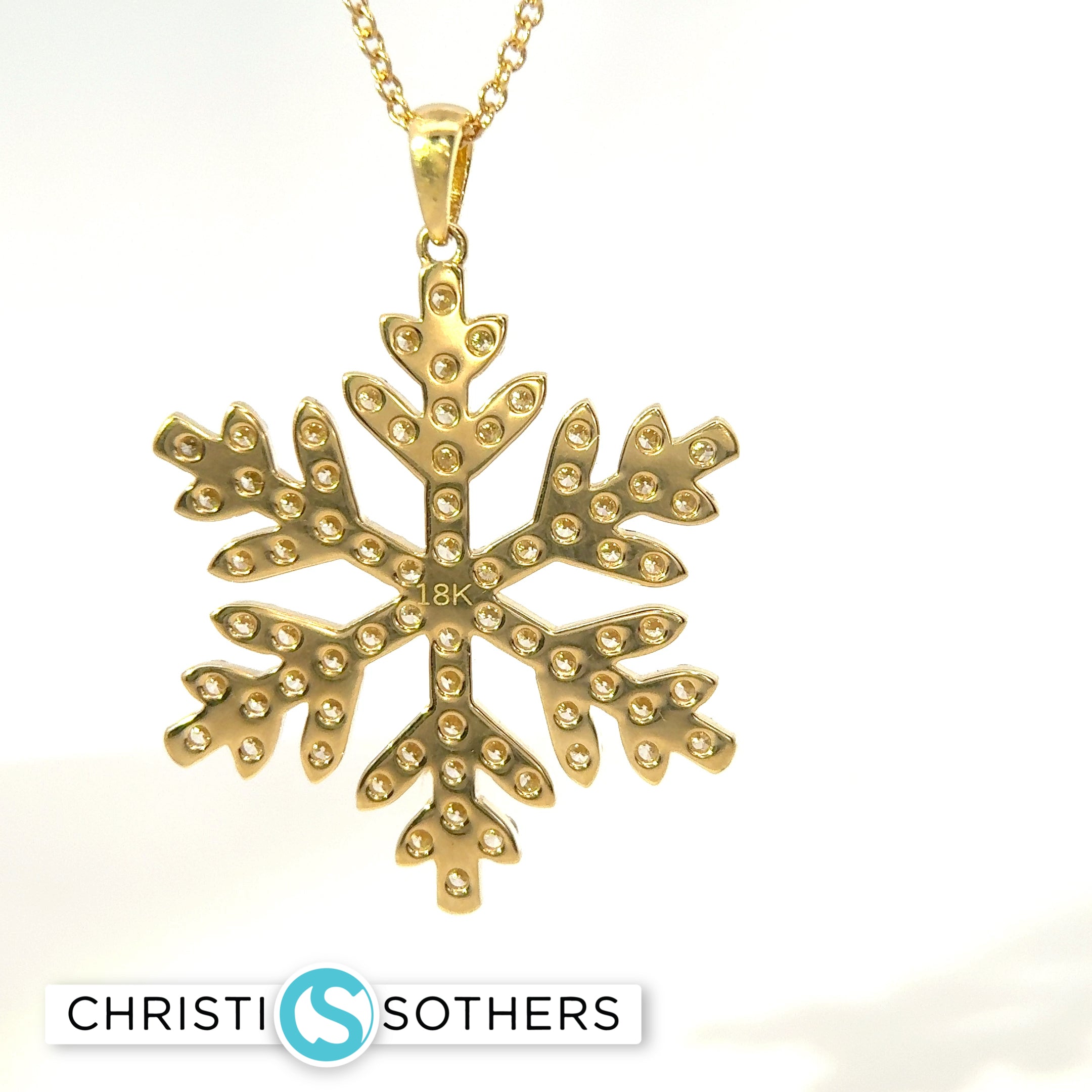 18KT Yellow Gold 1.77ct Lab Diamond Frosty Snowflake Necklace