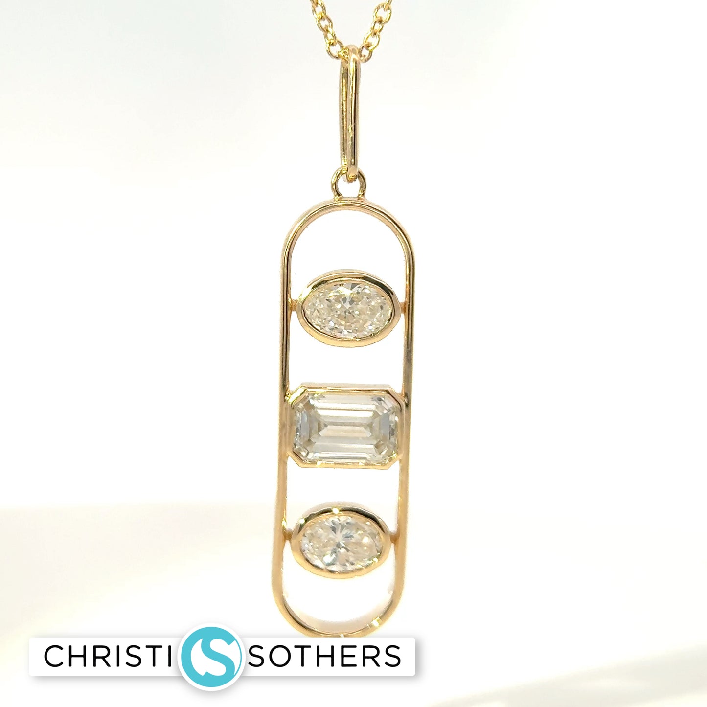 14KT Yellow Gold 2.56cttw Lab‑Grown Multi‑Shape Diamond Pendant