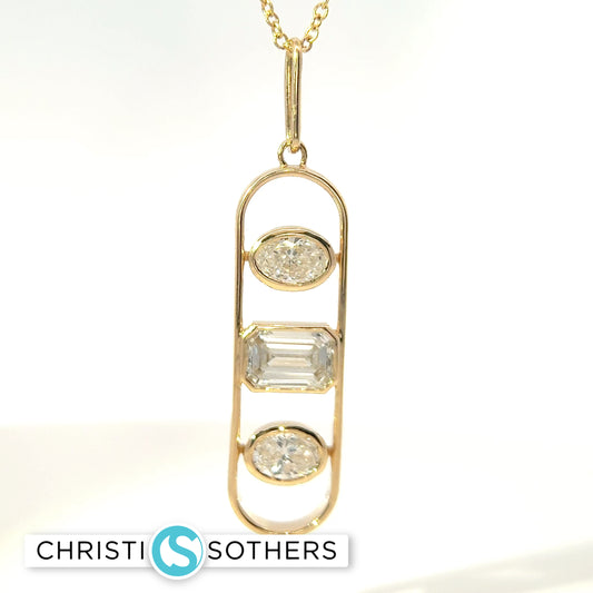 14KT Yellow Gold 2.56cttw Lab‑Grown Multi‑Shape Diamond Pendant