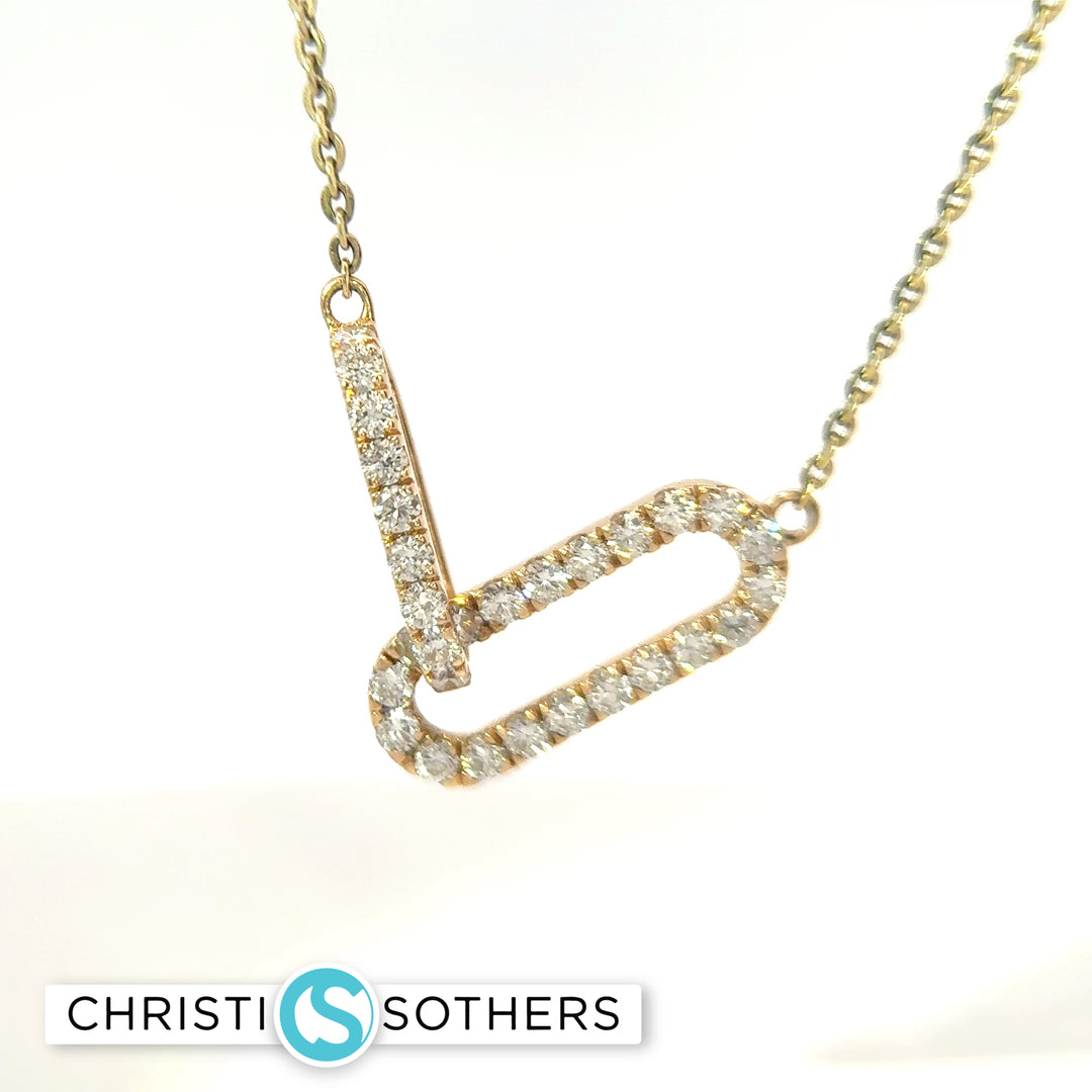 14KT Yellow Gold 1.03ct Lab‑Grown Diamond Paper Clip Necklace