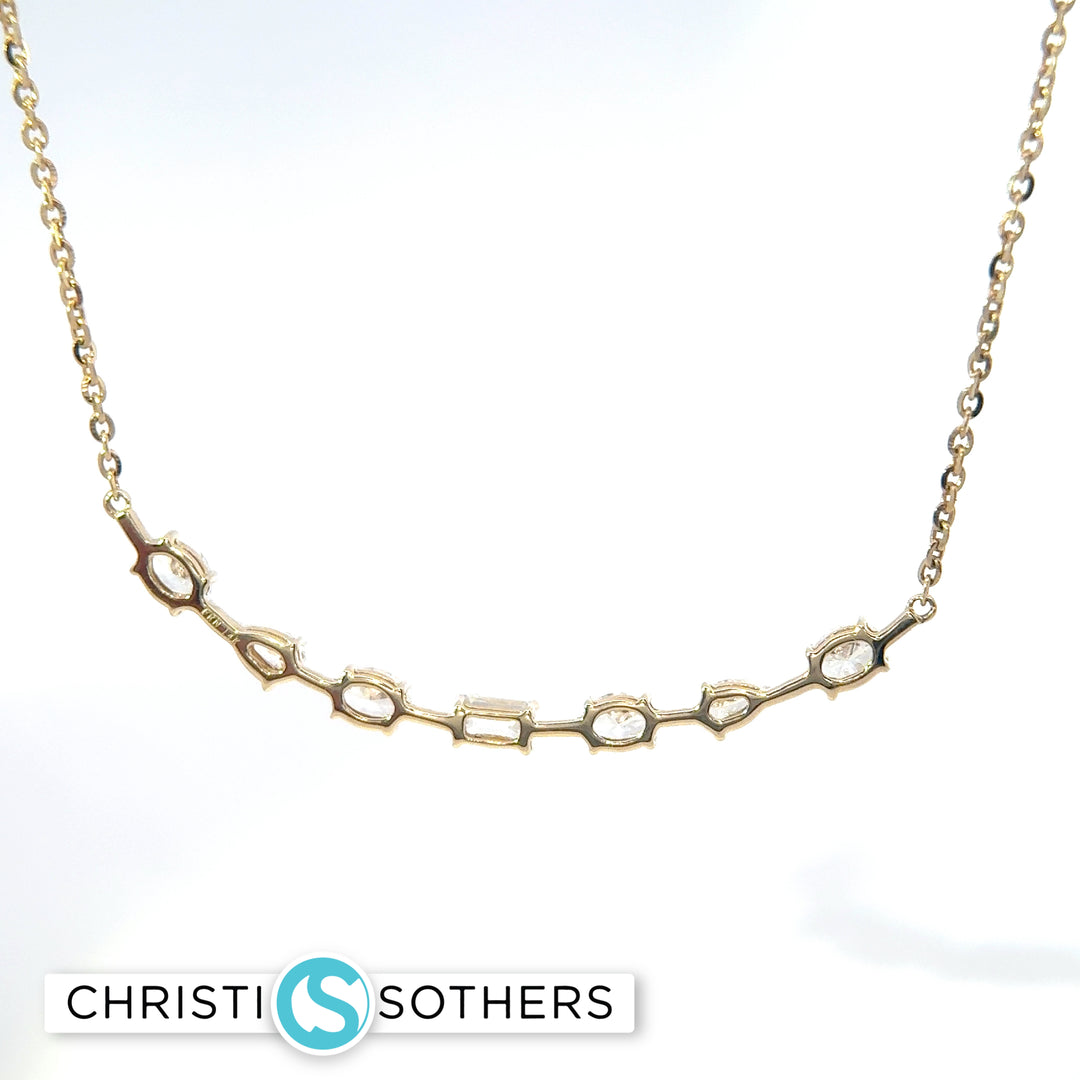 14KT Yellow Gold 0.94ct Lab Round Diamond Necklace