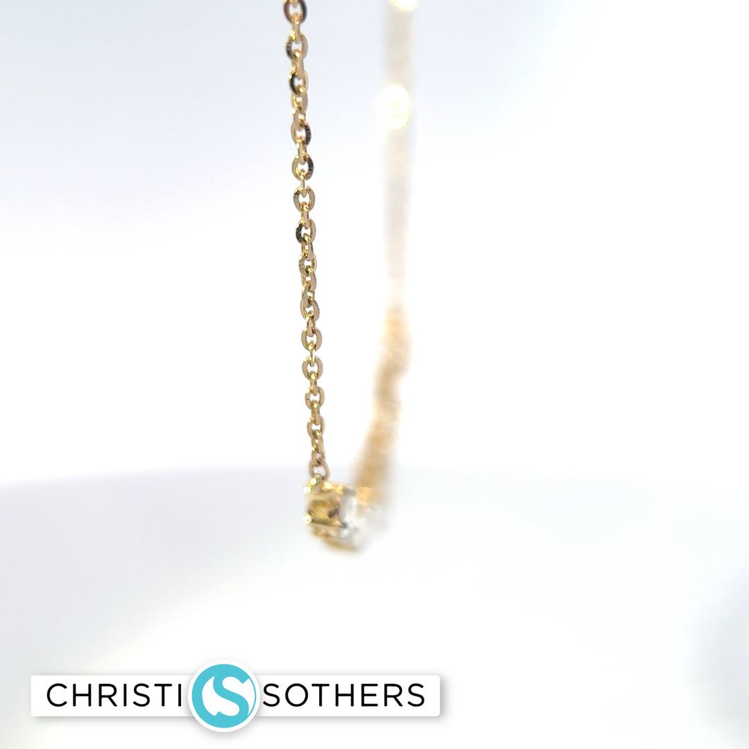14KT Yellow Gold 0.94ct Lab Round Diamond Necklace