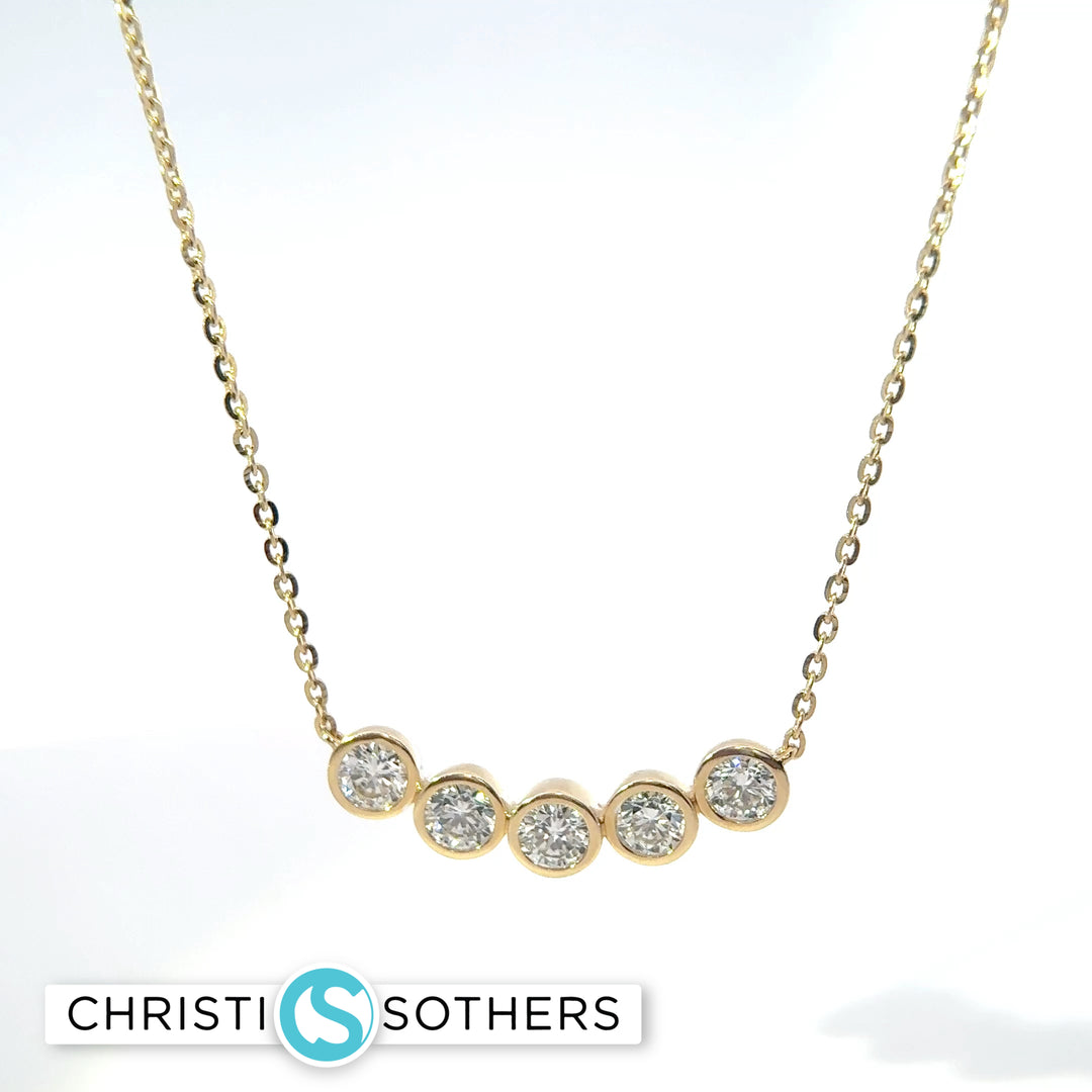 14KT Yellow Gold 1.00ct Lab Diamond Bezel Necklace