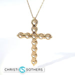 Load image into Gallery viewer, 14KT Yellow Gold 5.35ct Lab Round Diamond Cross Necklace

