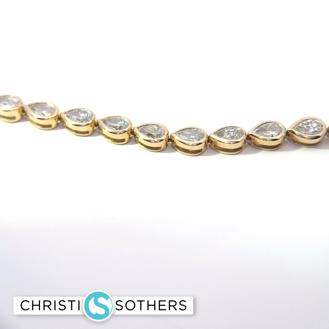 14KT Yellow Gold 10.56ct Lab Pear Diamond Bezel Necklace