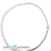 14KT White Gold 17.63ct Lab Emerald Cut Diamond Necklace