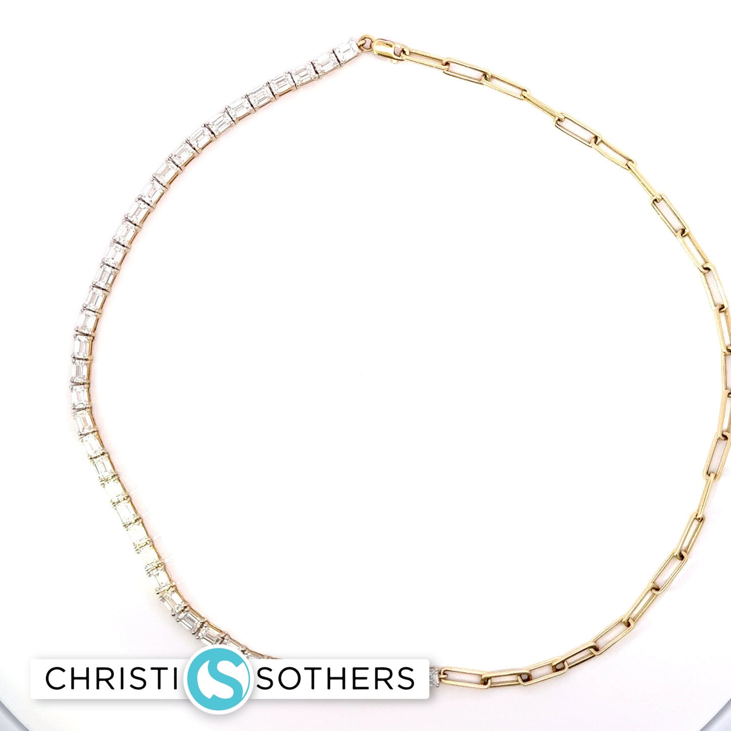 14KT Yellow Gold 12.01ct Lab Emerald Cut Diamond Necklace