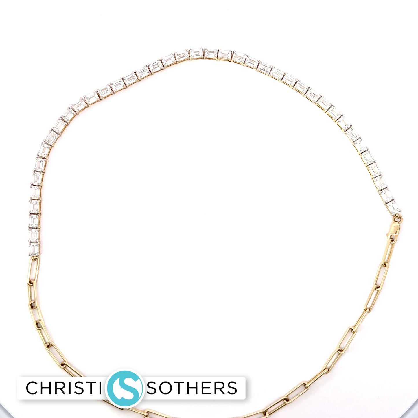 14KT Yellow Gold 12.01ct Lab Emerald Cut Diamond Necklace