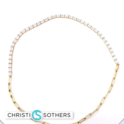 14KT Yellow Gold 12.01ct Lab Emerald Cut Diamond Necklace