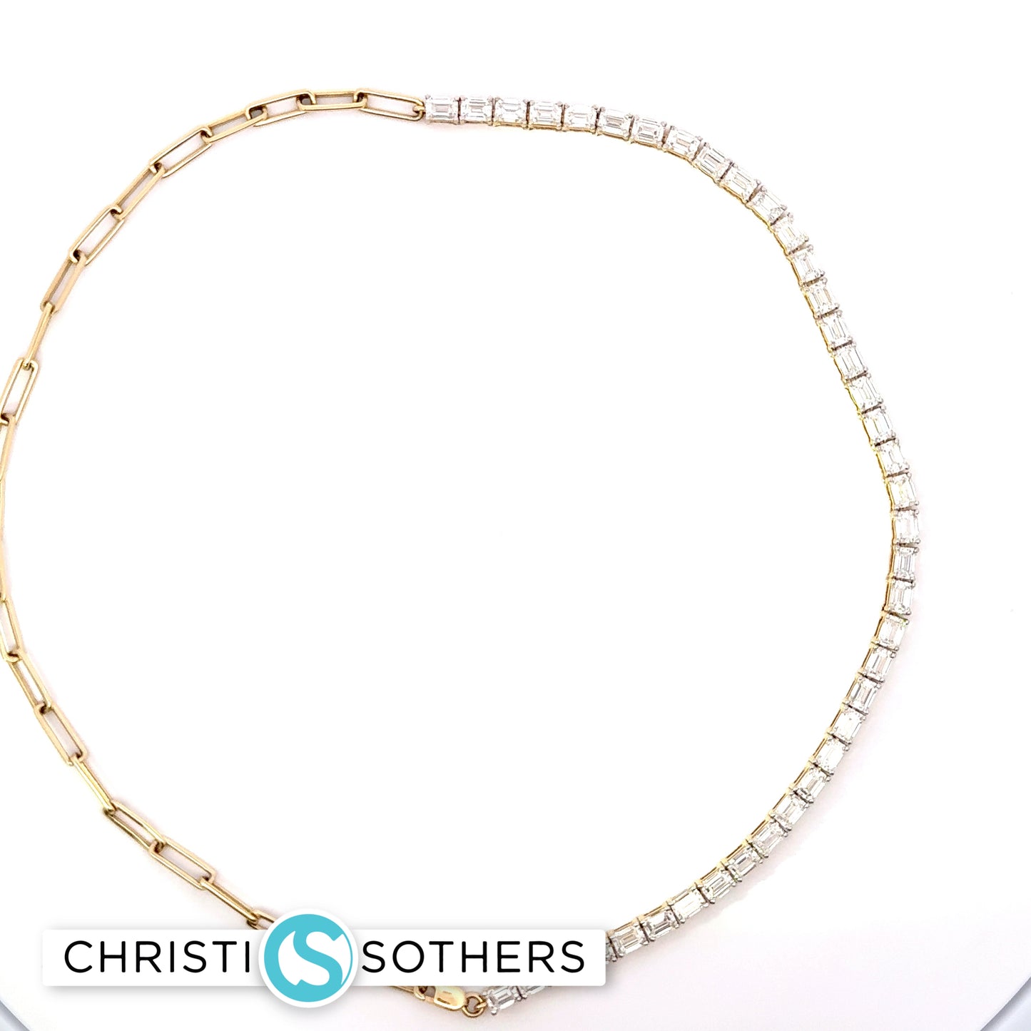 14KT Yellow Gold 12.01ct Lab Emerald Cut Diamond Necklace