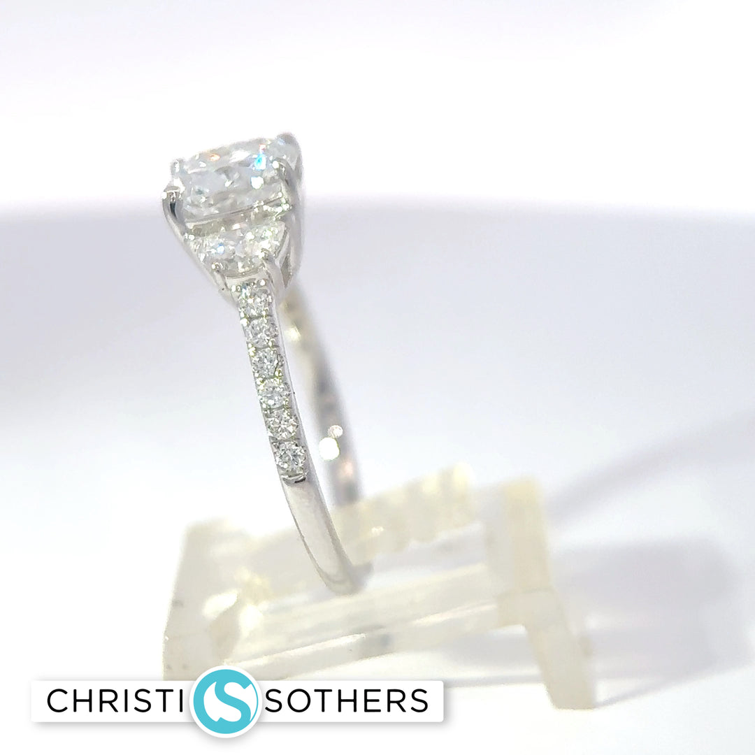 14KT White Gold 2.56ct Lab Cushion Cut Diamond Engagement Ring