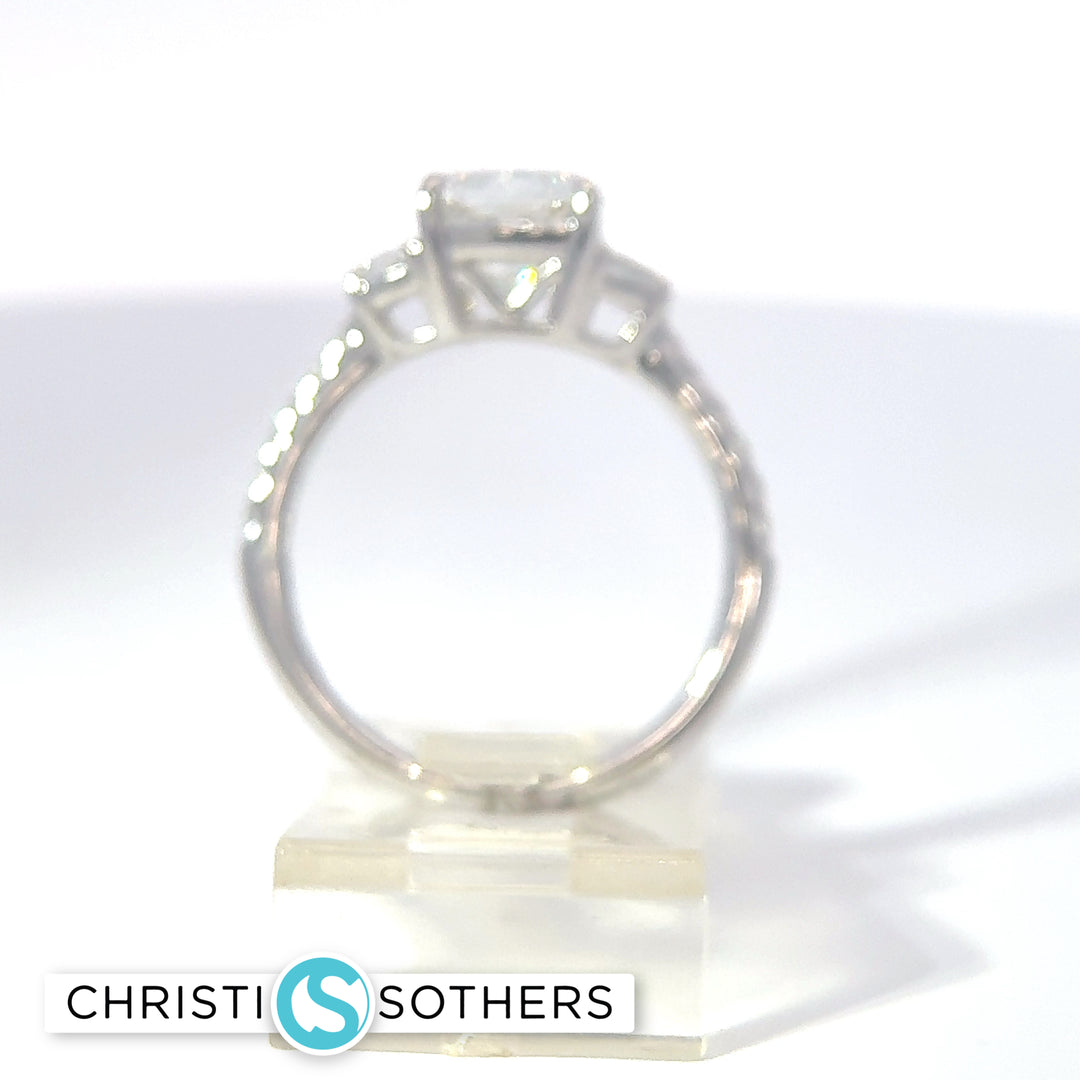 14KT White Gold 2.56ct Lab Cushion Cut Diamond Engagement Ring