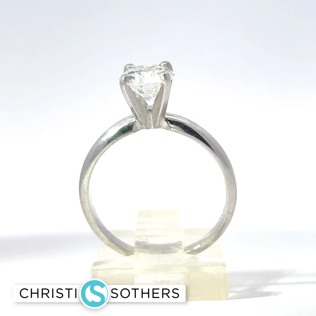 14KT White Gold 1.08ct Lab‑Grown Certified Round Diamond Solitaire Engagement Ring