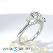 14KT White Gold 3.00ct Lab Oval Diamond Engagement Ring