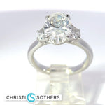 Load image into Gallery viewer, 14KT White Gold 3.34cttw Lab Oval &amp; Half Moon Diamond Engagement Ring
