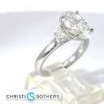 Load image into Gallery viewer, 14KT White Gold 3.34cttw Lab Oval &amp; Half Moon Diamond Engagement Ring
