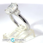 Load image into Gallery viewer, 14KT White Gold 3.34cttw Lab Oval &amp; Half Moon Diamond Engagement Ring
