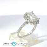 Load image into Gallery viewer, 14KT White Gold 3.69ct Lab Emerald Cut Diamond Engagement Ring
