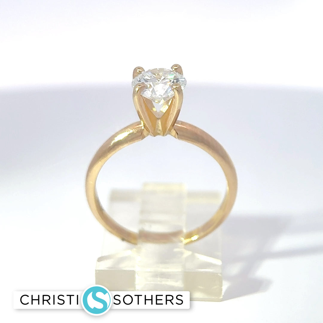14KT Yellow Gold 1.10ct Lab‑Grown Certified Round Diamond Solitaire Engagement Ring
