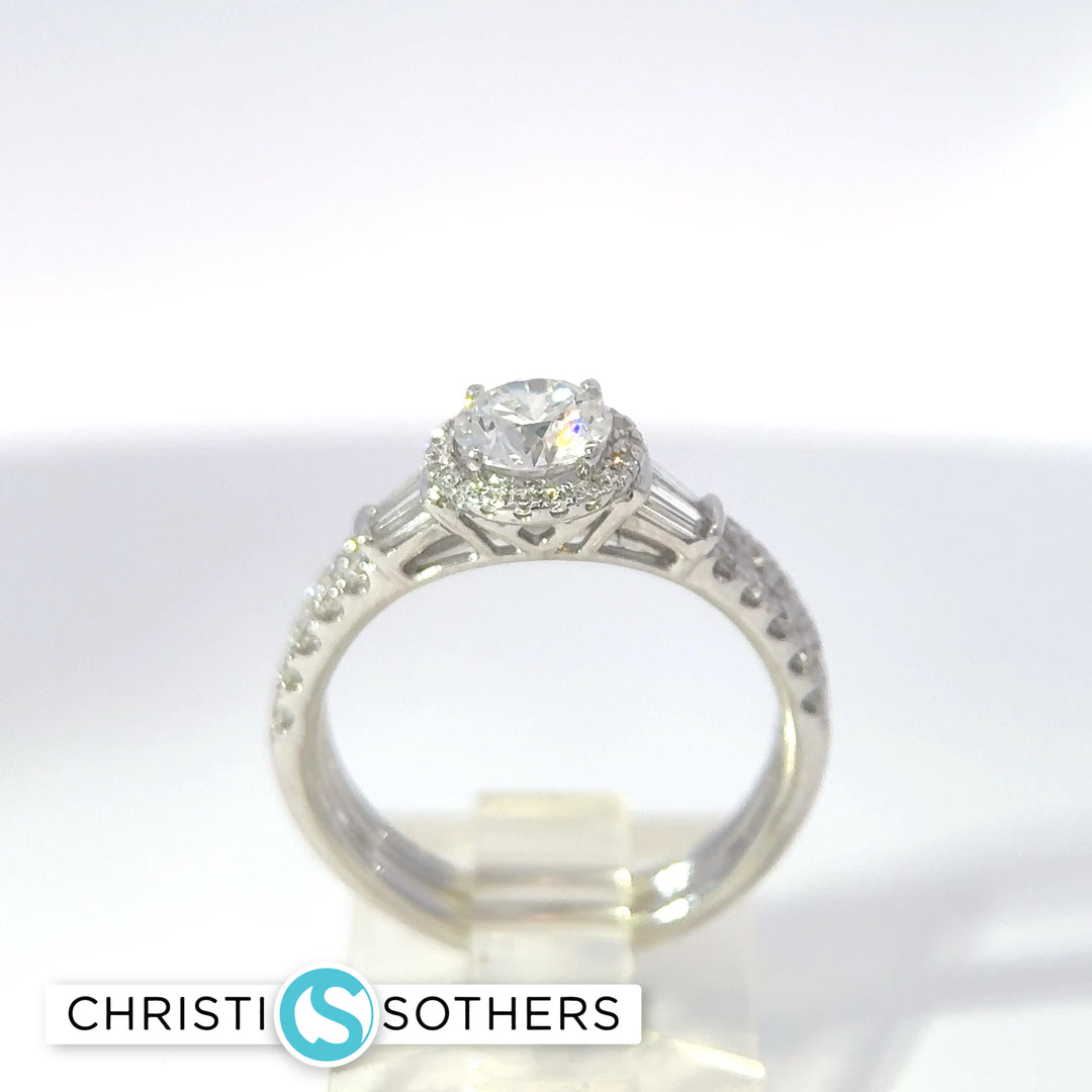 14KT White Gold 1.53ct Lab Round Diamond Solitaire Engagement Ring & Band Set