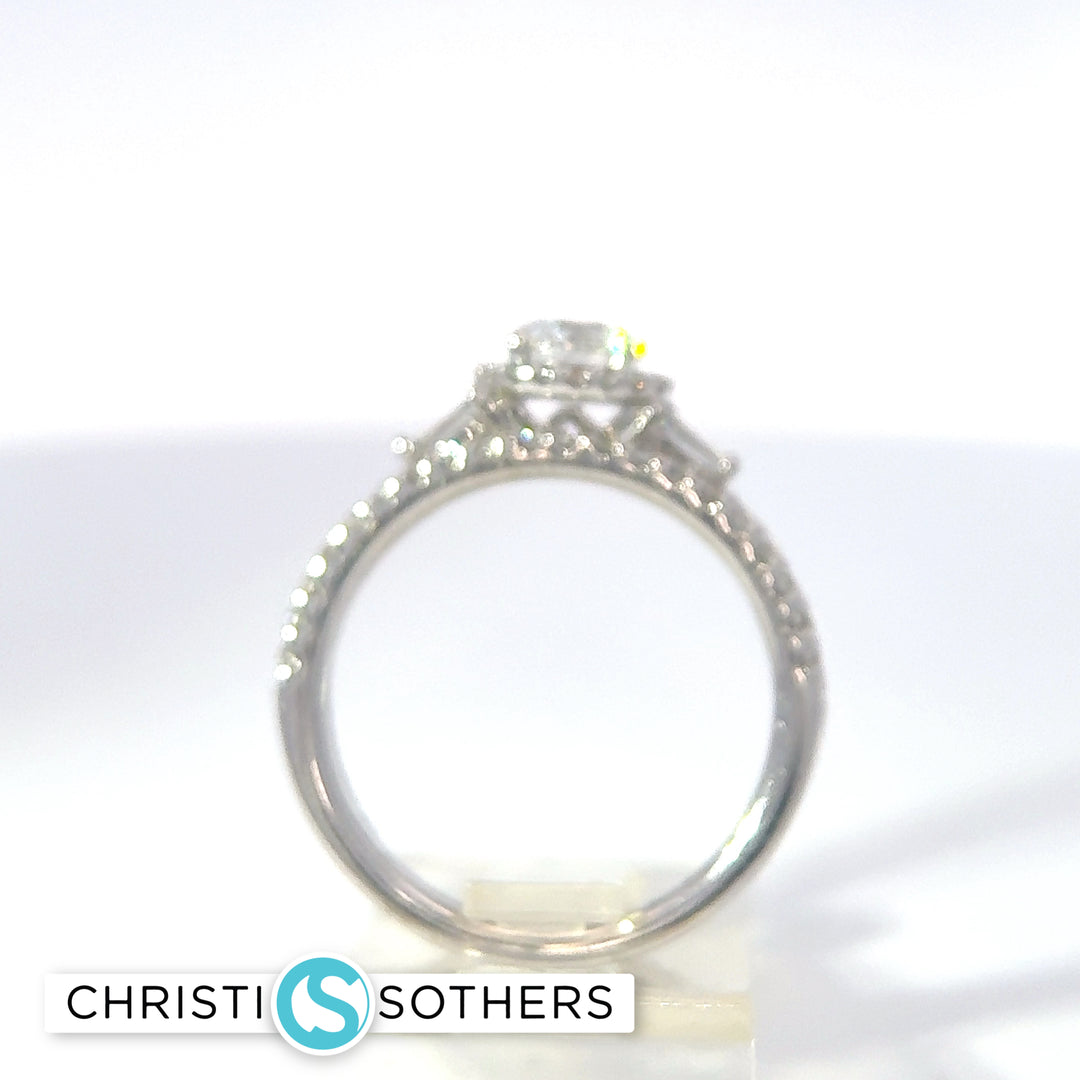 14KT White Gold 1.53ct Lab Round Diamond Solitaire Engagement Ring & Band Set