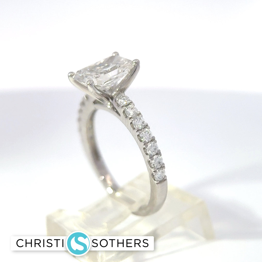 14KT White Gold 2.45ct Lab‑Grown Certified Radiant‑Cut Diamond Engagement Ring