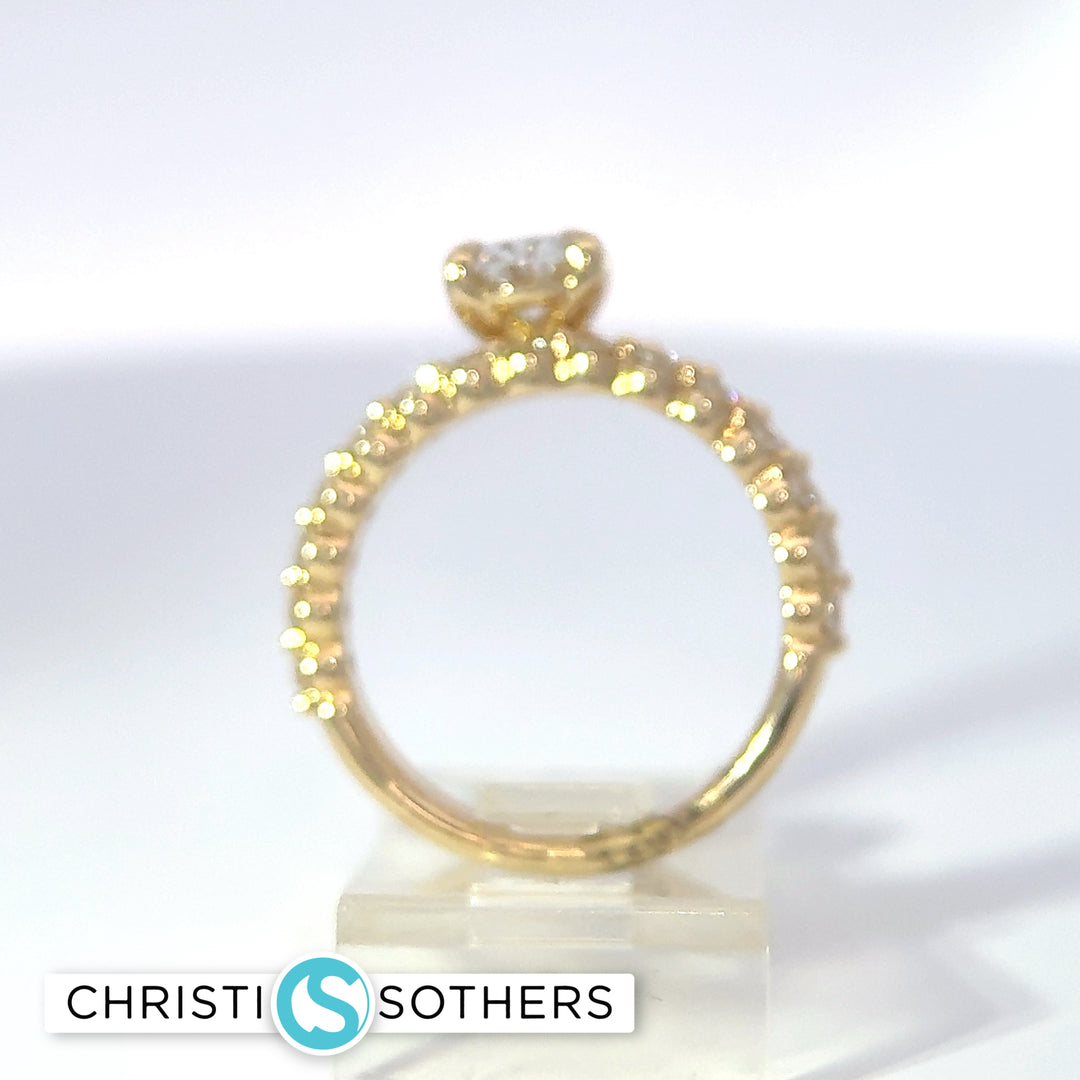 14KT Yellow Gold 1.95ct Lab Oval Diamond Engagement Ring & Band Set
