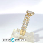 Load image into Gallery viewer, 14KT Yellow Gold 1.95ct Lab Oval Diamond Engagement Ring &amp; Band Set
