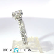 14KT White Gold 2.81ct Lab Cushion Cut Diamond Engagement Ring & Band Set