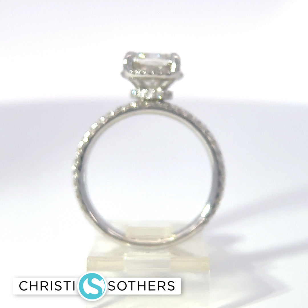 14KT White Gold 2.81ct Lab Cushion Cut Diamond Engagement Ring & Band Set