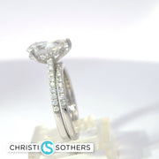 14KT White Gold 2.49ct Lab Pear Shape Diamond Engagement Ring & Band Set