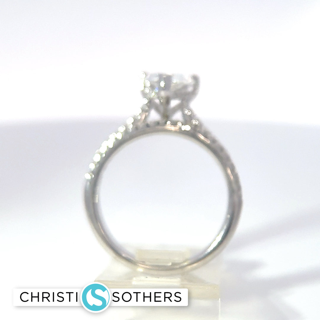 14KT White Gold 2.49ct Lab Pear Shape Diamond Engagement Ring & Band Set