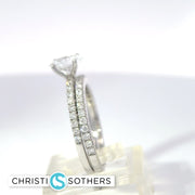 14KT White Gold 1.49ct Lab Oval Diamond Engagement Ring & Band Set