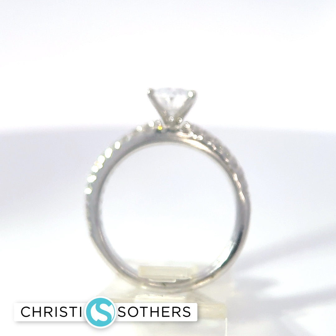 14KT White Gold 1.49ct Lab Oval Diamond Engagement Ring & Band Set