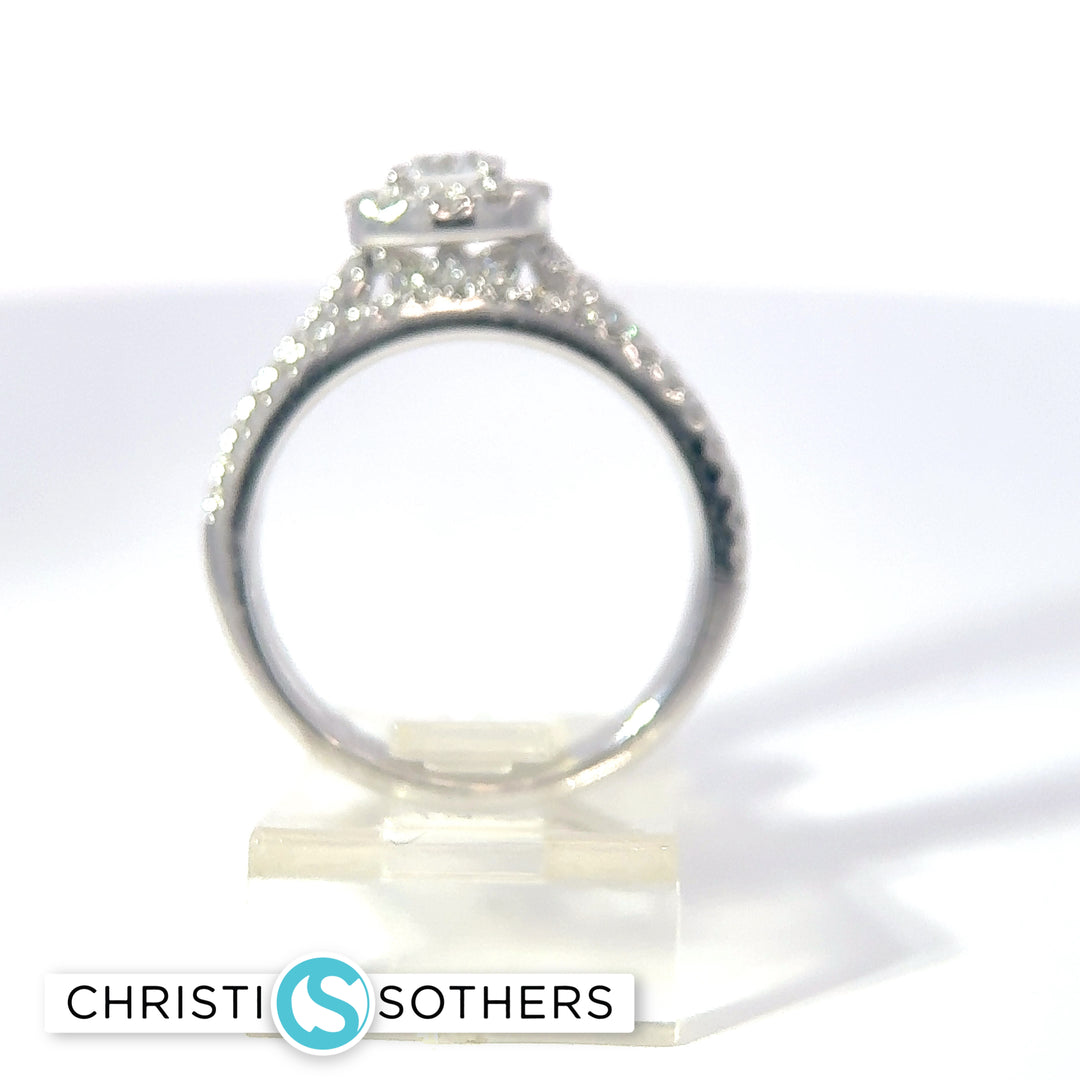 14KT White Gold 1.49ct Lab Round Diamond Engagement Ring & Band Set