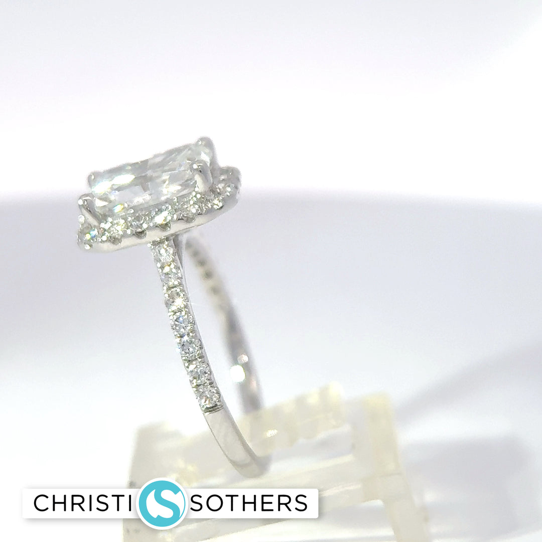 14KT White Gold 2.99ct Lab Radiant Cut Diamond Engagement Ring
