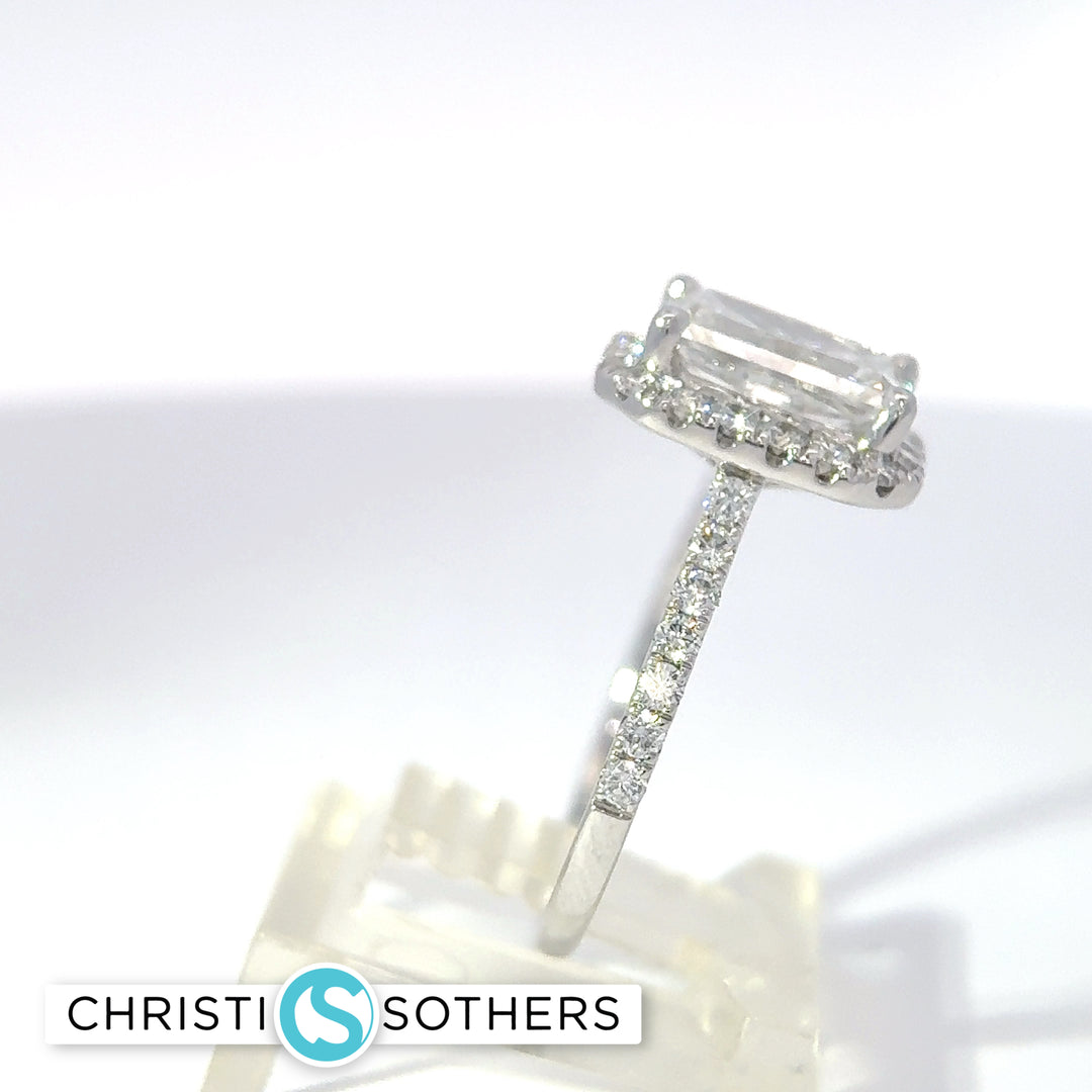 14KT White Gold 2.99ct Lab Radiant Cut Diamond Engagement Ring