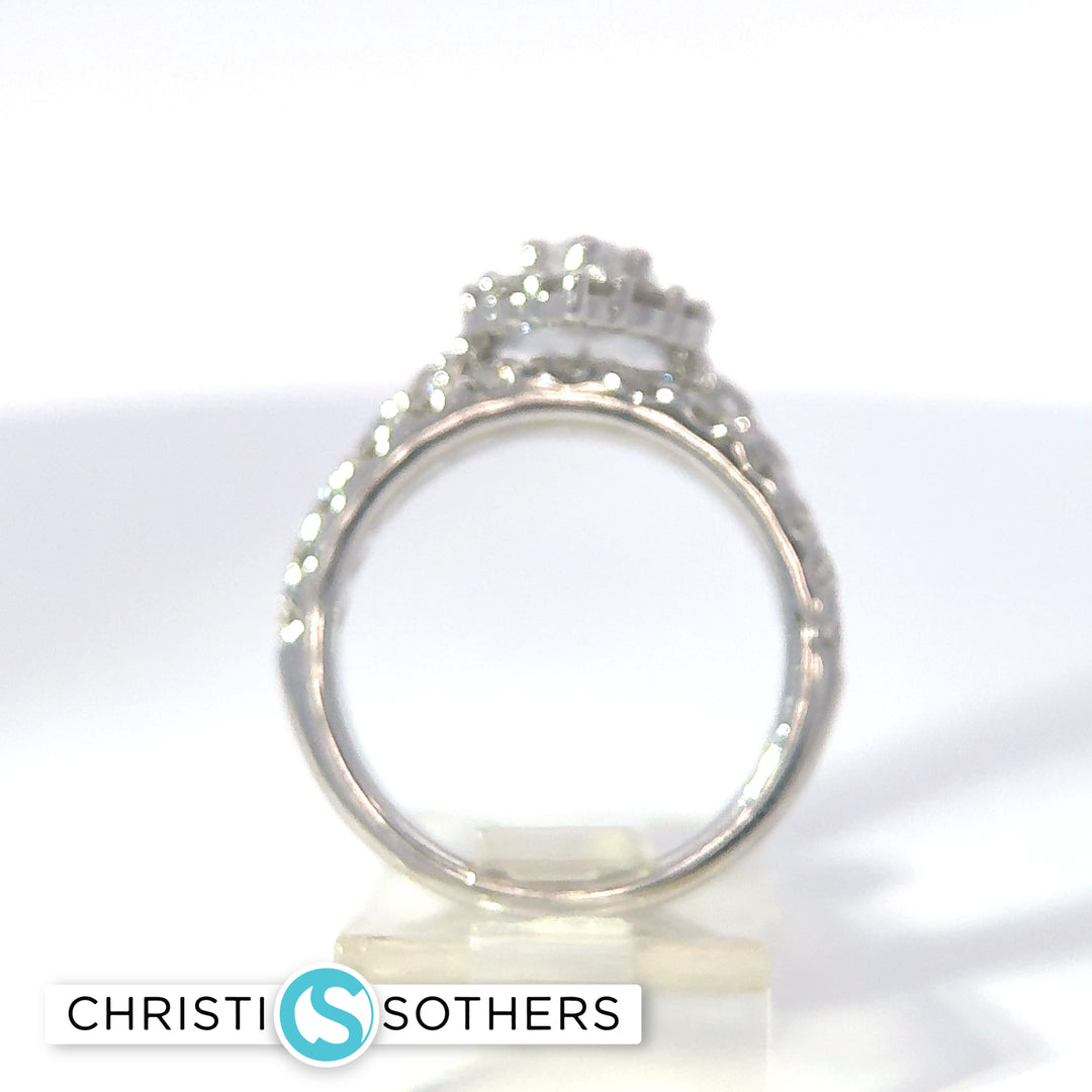 14KT White Gold 3.01ct Lab Marquise Diamond Engagement Ring & Band Set
