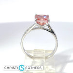 Load image into Gallery viewer, 14KT White Gold 2.63ct Lab Cushion Cut Pink Diamond Engagement Ring
