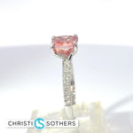 Load image into Gallery viewer, 14KT White Gold 2.63ct Lab Cushion Cut Pink Diamond Engagement Ring
