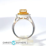 Load image into Gallery viewer, 14KT White Gold 2.57ct Lab Intense Yellow Cushion Cut Diamond Engagement Ring
