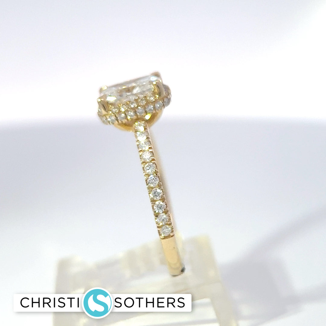 14KT Yellow Gold 1.70ct Lab Radiant Cut Diamond Engagement Ring