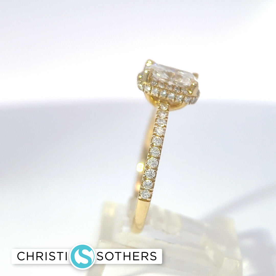 14KT Yellow Gold 1.70ct Lab Radiant Cut Diamond Engagement Ring