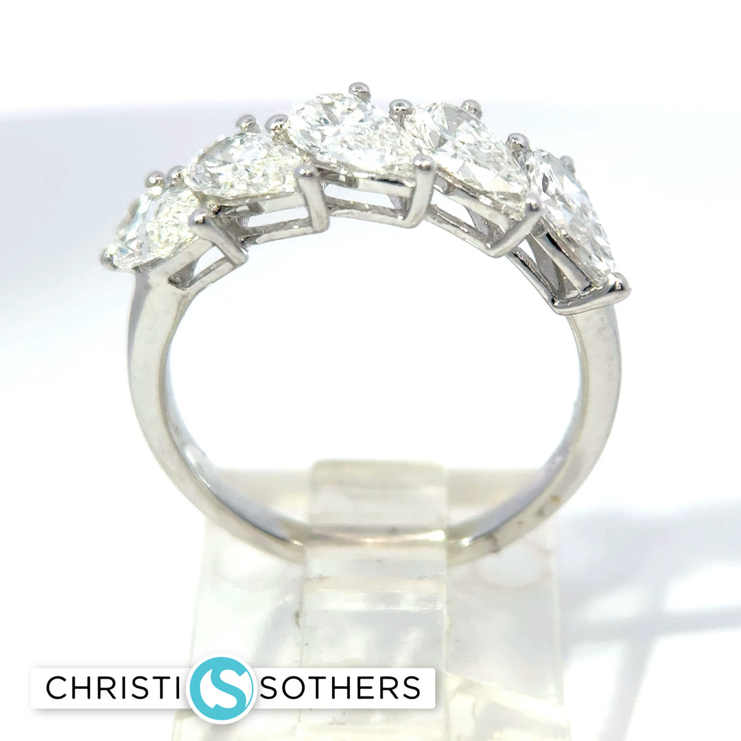 14KT White Gold Lab-Grown Pear shape Diamond band