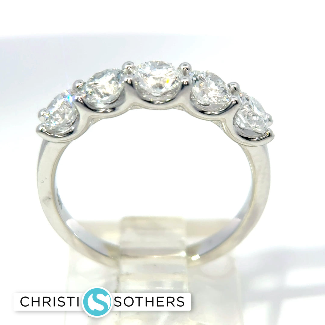 14KT White Gold Lab-Grown Diamond Five-Stone Ring (1.55 cttw)