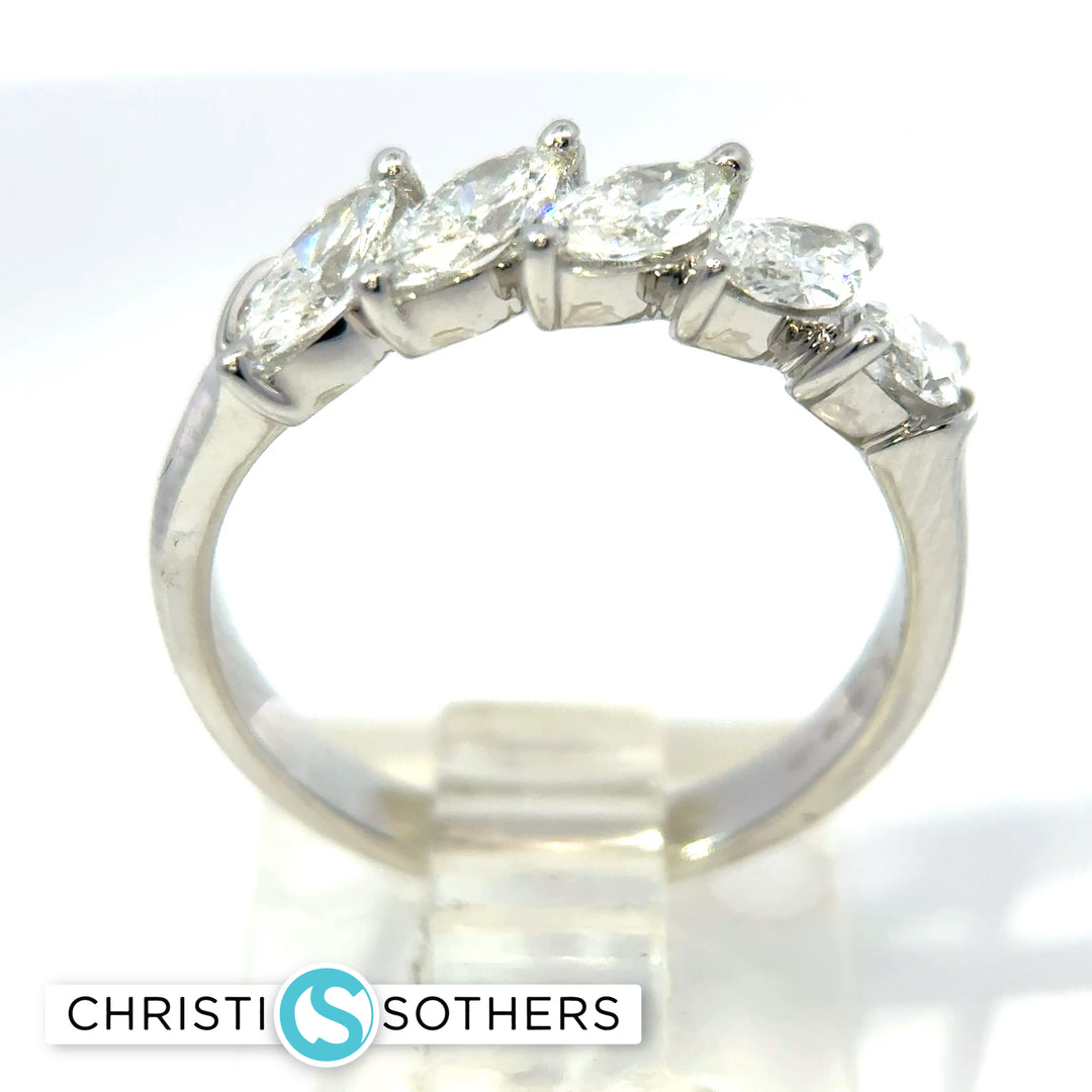 14KT White Gold Lab-Grown Diamond marquise band